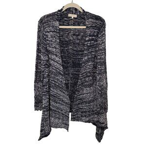 Indigenous Open Front Navy & Grey Knit Cardigan, L